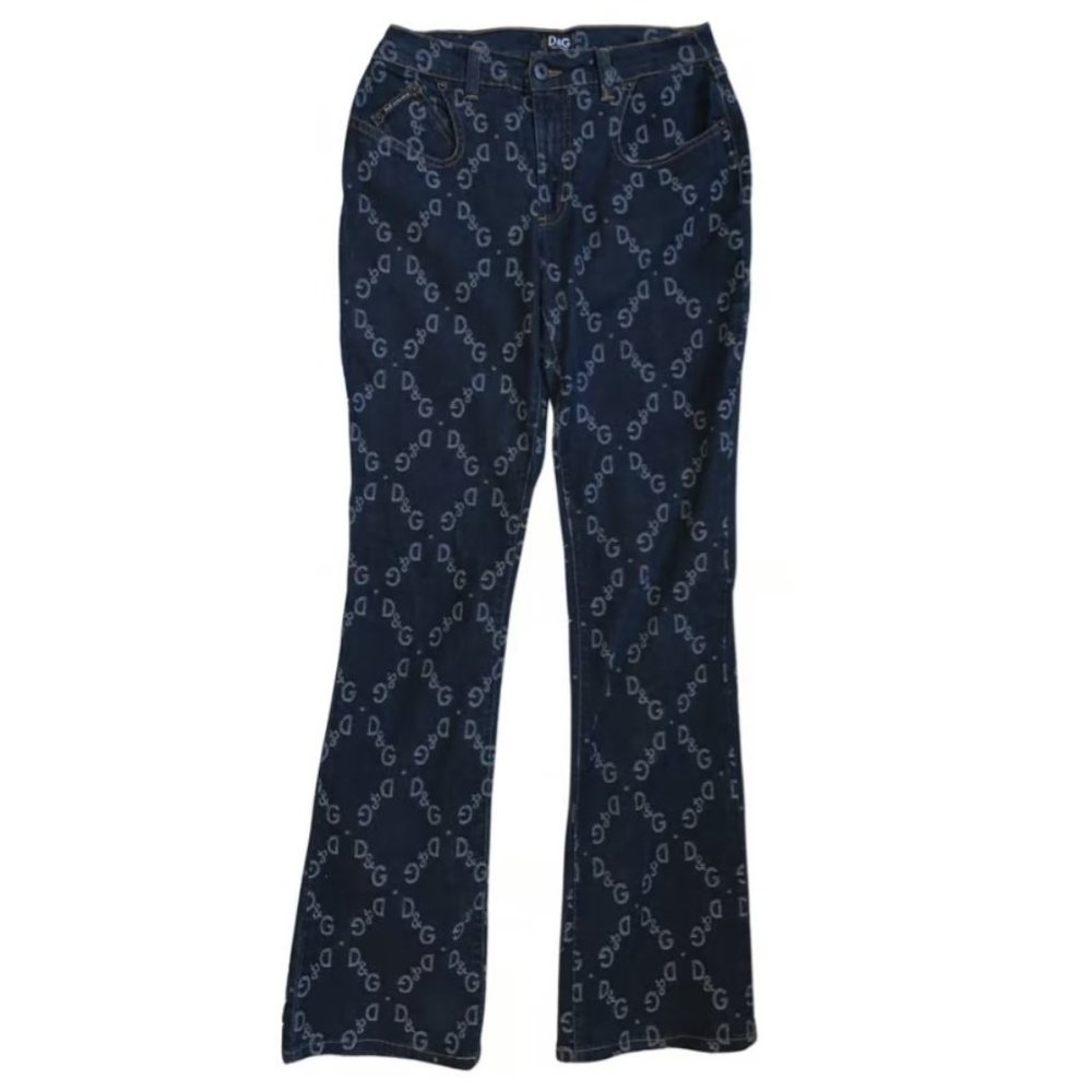 D&G Womens Blue Jeans Allover Logo
